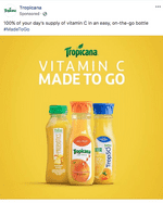 Example of paid Facebook post from Tropicana